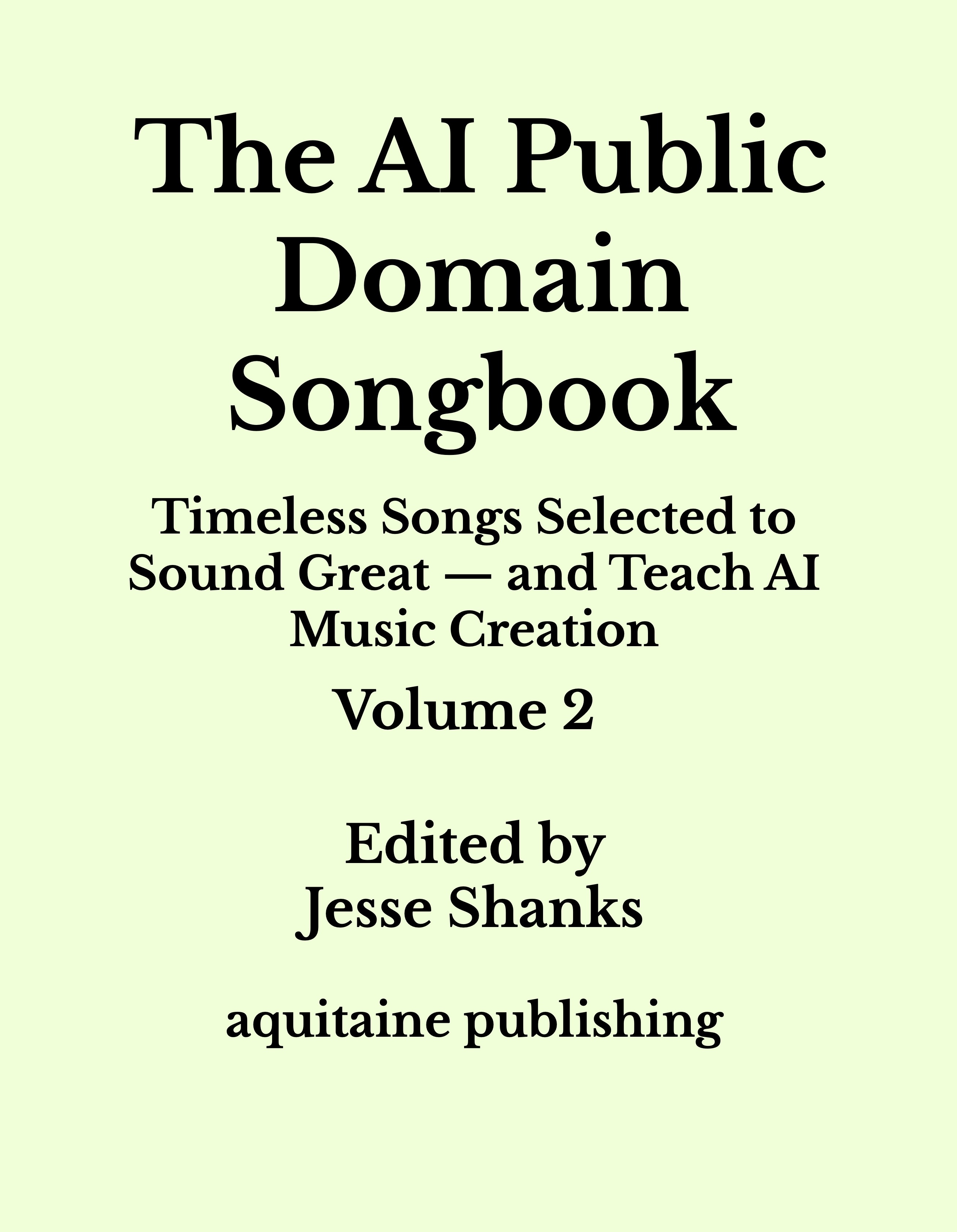 The AI Public Domain Songbook Volume 2 cover